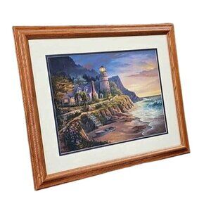 Lighthouse Coastline Framed Art Print By Humphries In Wooden Frame